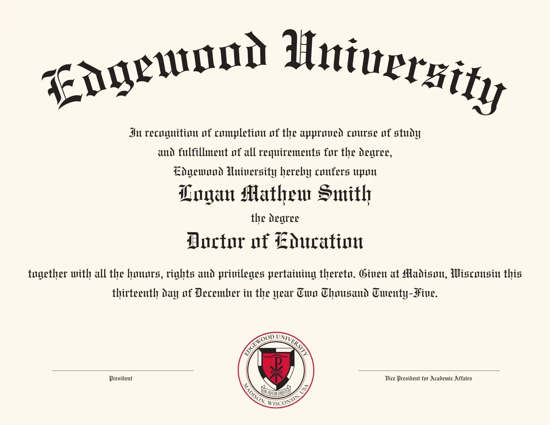 Edgewood University Online Certificate