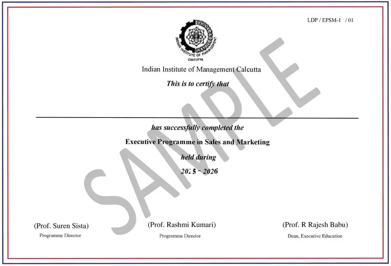 IIM Calcutta Certificate