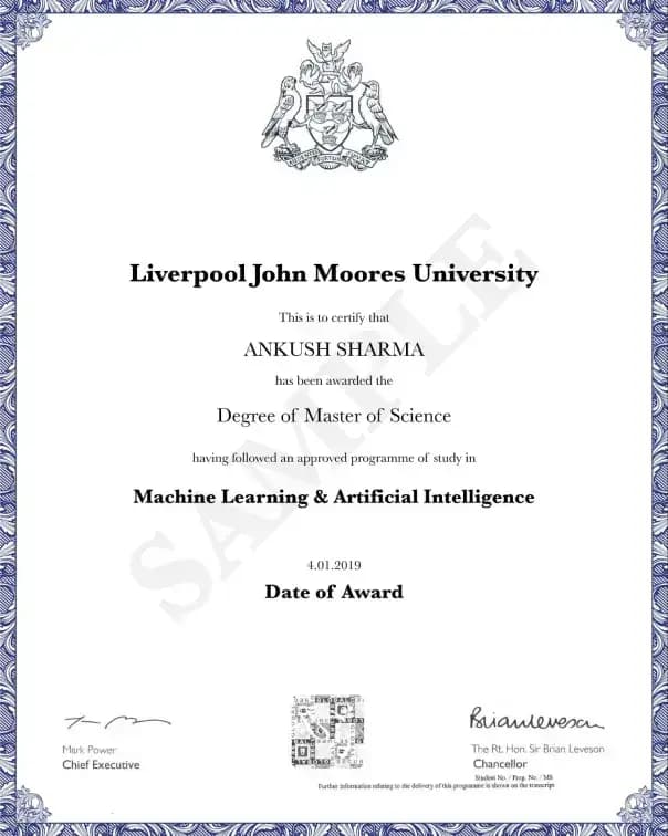 Liverpool John Moores University Online Certificate
