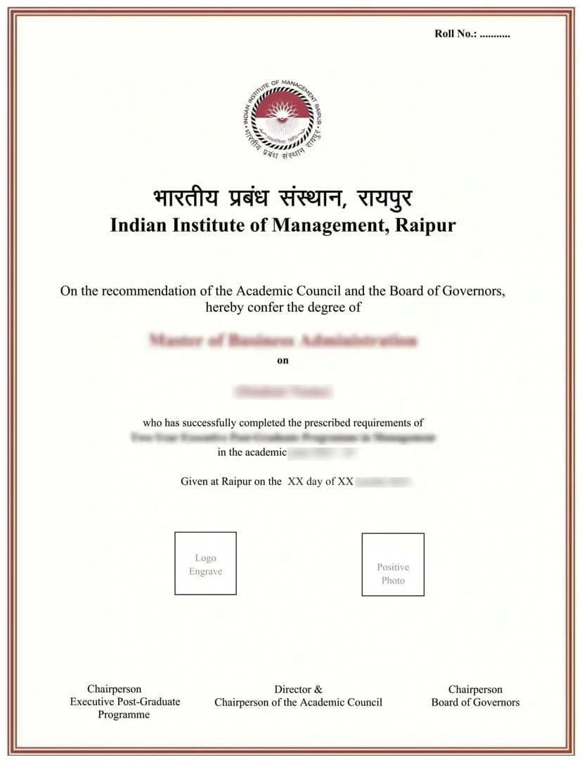 IIM Raipur Certificate